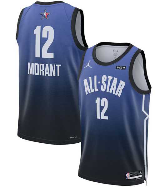 Mens 2023 All-Star #12 Ja Morant Blue Game Swingman Stitched Basketball Jersey Dzhi->2023 all star->NBA Jersey